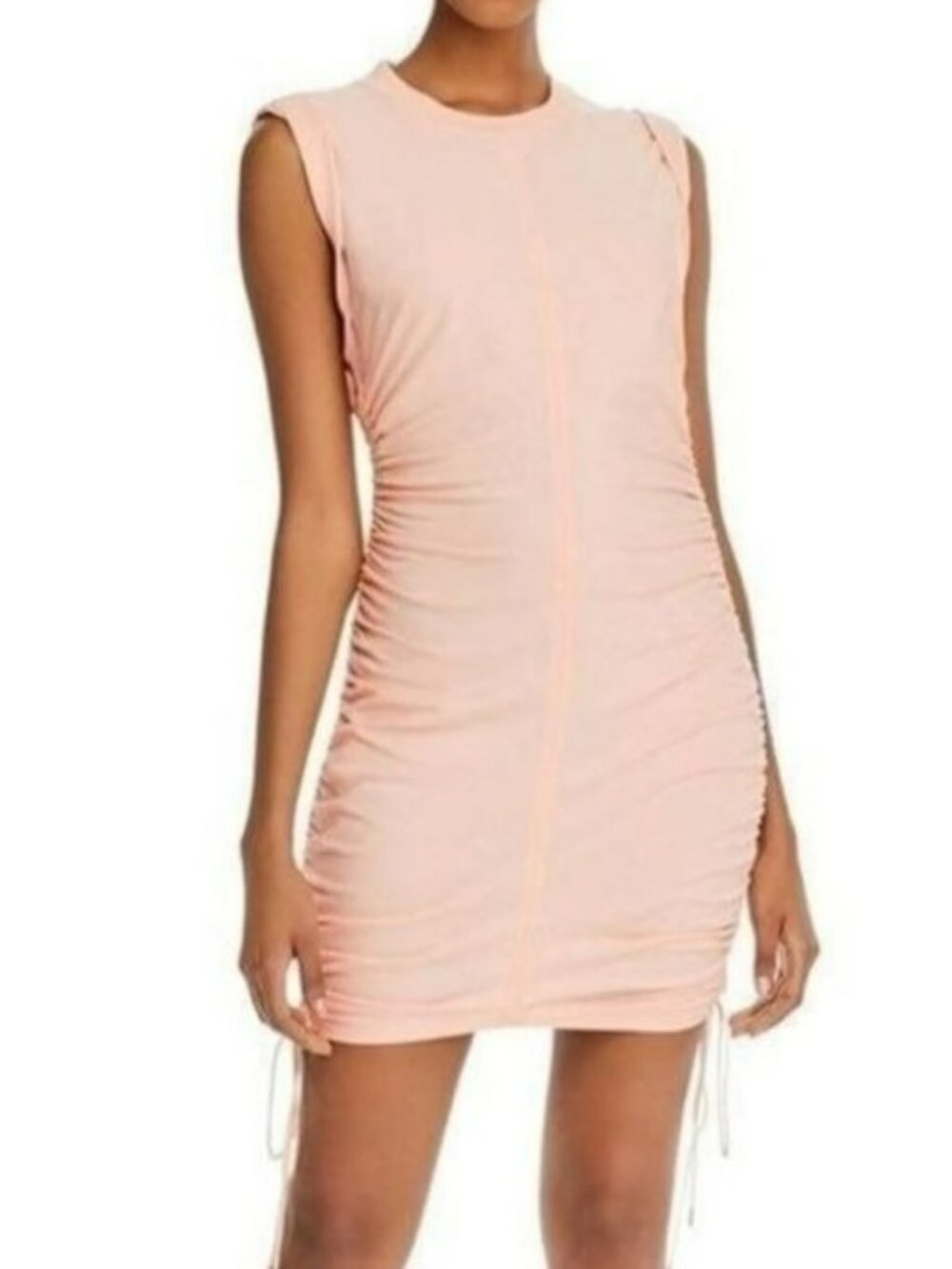 T Alexander Wang Ruched Pink Dress 100% Cotton Body & Silk Ties Size S